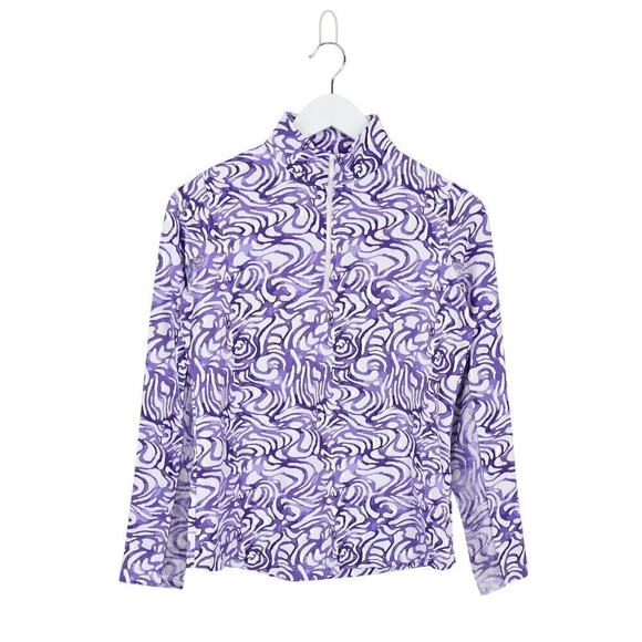 IBKUL Women's Kinsley Print Long Sleeve Mock Neck Top Plum Lavender Size XS NWOT - Picture 1 of 6